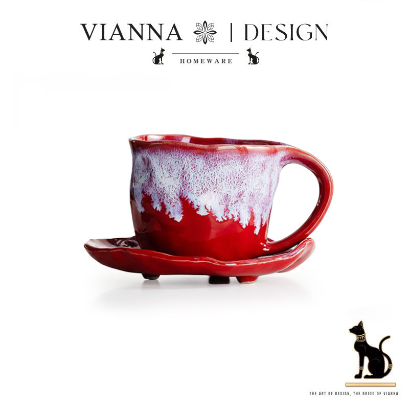 VIANNA复古窑变陶瓷咖啡杯碟套装