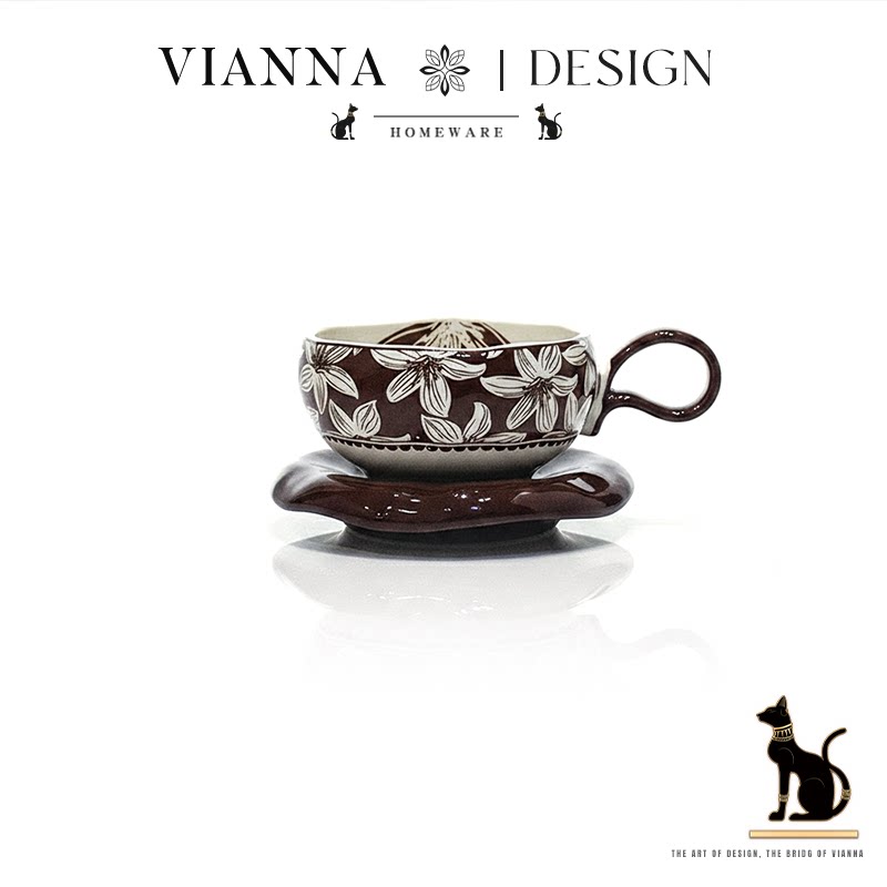 VIANNA | 野百合&middot; AZJI法式中古陶瓷咖啡杯碟精致高档下午茶套装