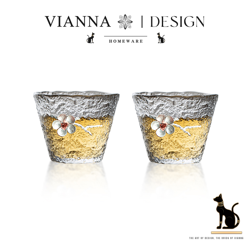VIANNA日式纹理玻璃茶杯家用杯具