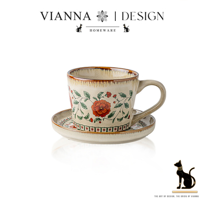 VIANNA中古花卉陶瓷咖啡杯碟礼物