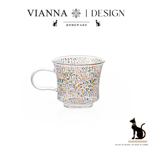 VIANNA北欧花卉玻璃水杯早餐杯