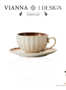 VIANNA丨菊花·AGSB日式复古陶瓷咖啡杯碟高档拉花下午茶杯水杯子