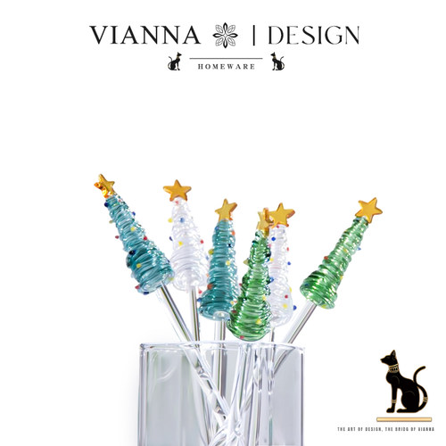 VIANNA高颜值耐热玻璃搅拌棒圣诞