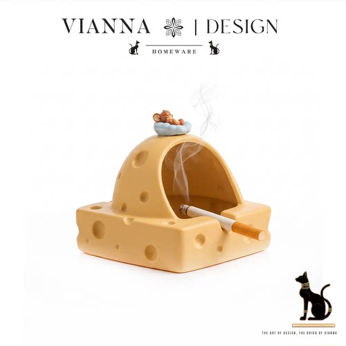 VIANNA奶酪造型陶瓷烟灰缸可爱