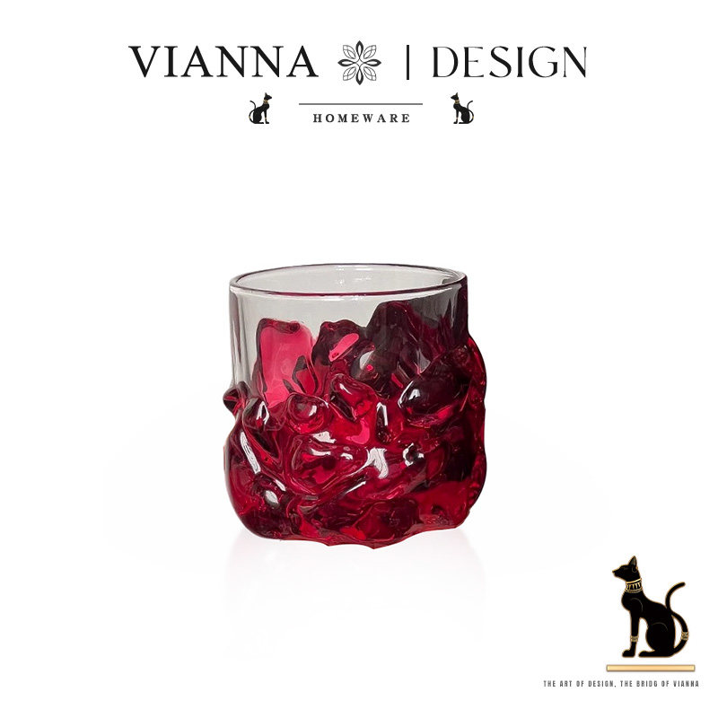 VIANNA丨玫红·AHDN创意亮光玻璃水杯家用高颜值饮品杯威士忌酒杯