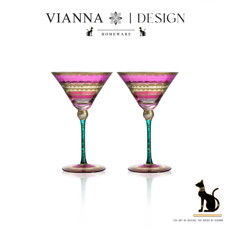VIANNA彩绘玻璃鸡尾酒杯马天尼杯
