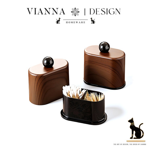 VIANNA中古风高颜值带盖牙签罐