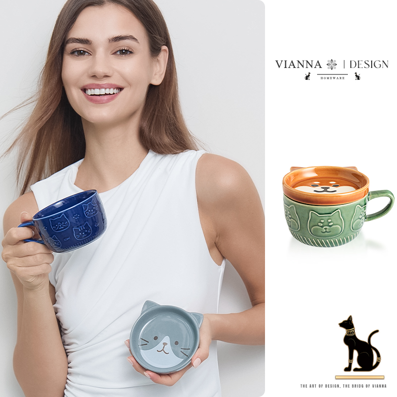 Vianna's联名设计手绘咖啡杯带勺