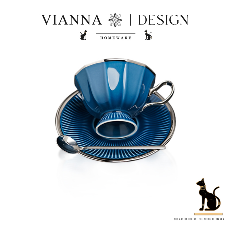 VIANNA欧式十二角陶瓷咖啡杯碟