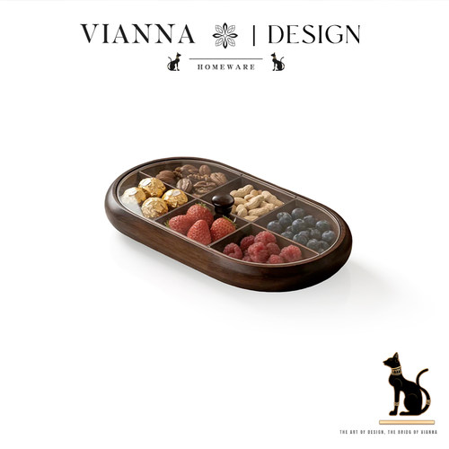 VIANNA原木分格干果托盘茶点摆盘