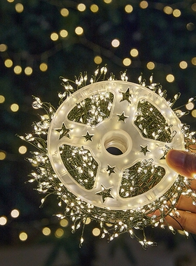 LED圣诞树绿线鞭炮灯串蜈蚣铜线鞭炮灯串室外庭院装饰灯圣诞彩灯