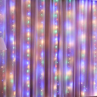 LED curtains, waterfall lights, copper wire star lights, remote control, eight-function, living room, room decoration, atmosphere, fairy color light strings thumbnail 6