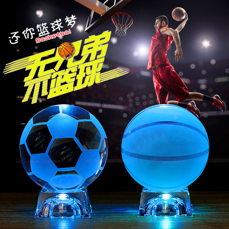NBA水晶梦幻玻璃工艺品创意摆件图片