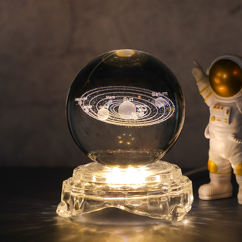 银河系水晶球女孩发光治愈系小摆件桌面玻璃球装饰品生日礼物女生