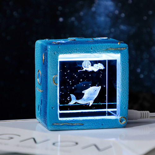 发光星空海洋水晶桌面摆件