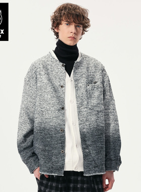 GENANX闪电潮牌2026春季新款复古开衫外套简约花灰色渐变夹克学生