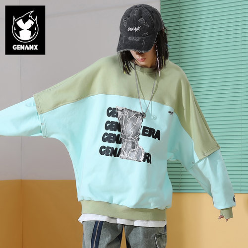 GENANX闪电潮牌印花可拆卸袖卫衣
