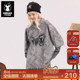 GENANX闪电潮牌2025秋季 新款 拼接假两件复古慵懒卡其色麂皮卫衣男