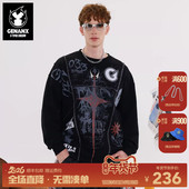 GENANX闪电潮牌2025秋季 纯棉上衣街头涂鸦印花重磅卫衣陈浚铭同款