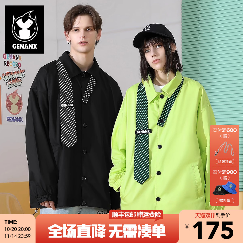 GENANX闪电潮牌领带字母印花夹克
