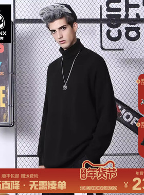 GENANX闪电潮牌黑色高领毛衣秋冬男女新款品牌白色打底衫洋气内搭