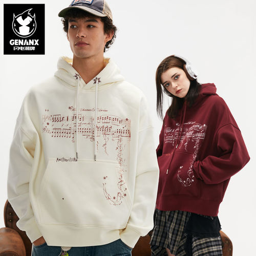 GENANX闪电潮牌陈奕恒同款蝙蝠短款连帽卫衣学生秋冬新品加绒情侣