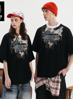 GENANX闪电潮牌2025夏季新款简约流行慵懒通勤学生纯棉黑色男T恤