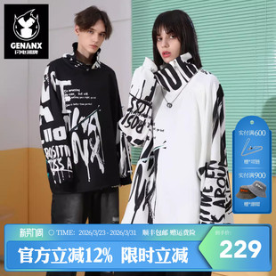 上衣 新款 GENANX闪电潮牌oversize美式 高街重磅情侣卫衣2025秋冬季