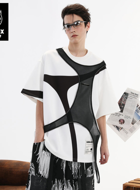 GENANX闪电潮牌夏新款短袖上衣宽松太空棉休闲白色T恤穆祉丞同款