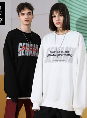 GENANX闪电潮牌秋季新款圆领上衣基础款多色印花情侣加绒卫衣休闲