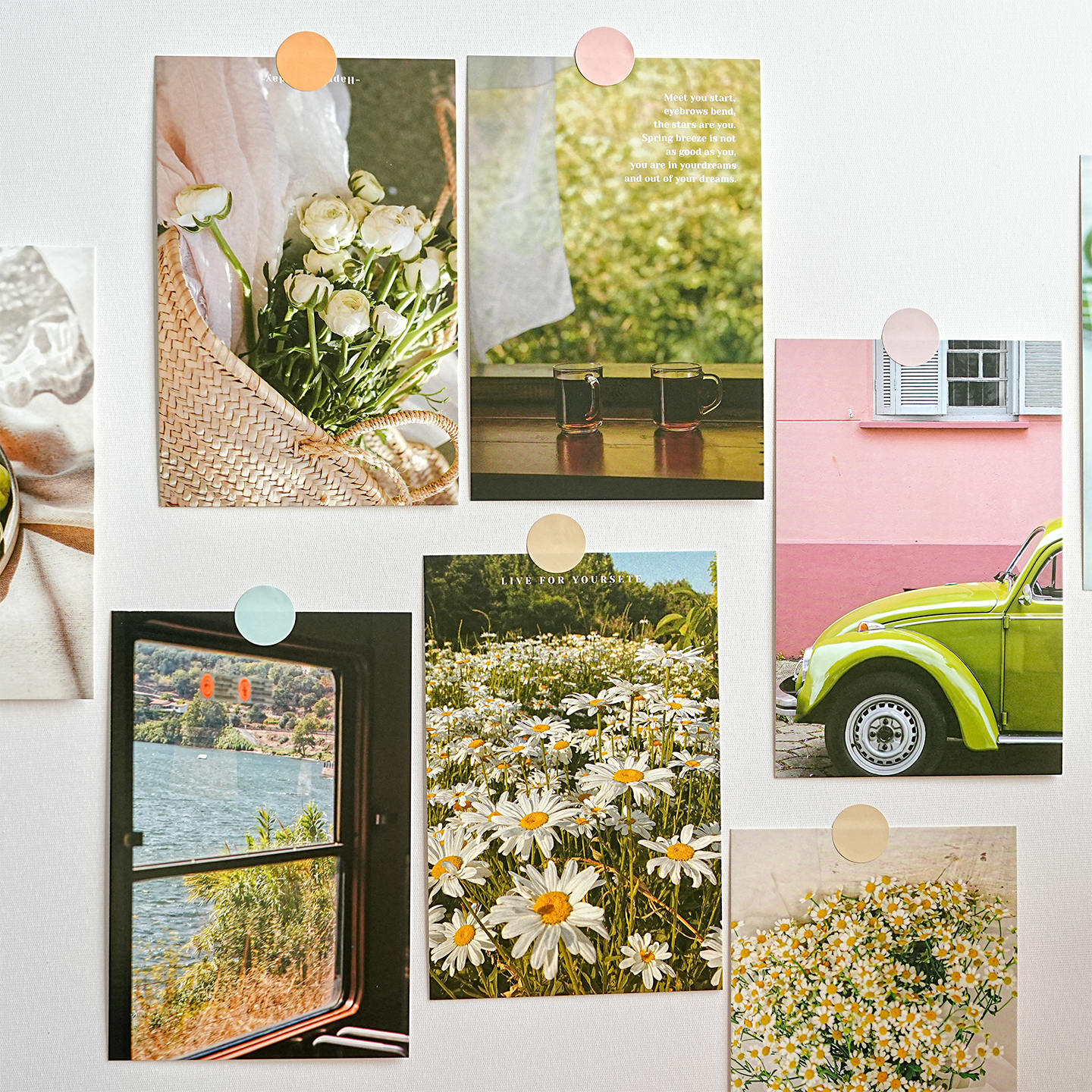 小清新绿色系卡片墙贴城市风景卡通插画贴画纸文化墙毛毡板布置