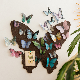 3D蝴蝶毛毡板diy墙贴照片留言板小红书同款 卧室玄关背景展示墙ins