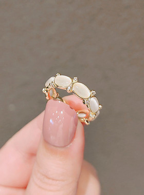 阿黛丽女猫眼石ins戒指