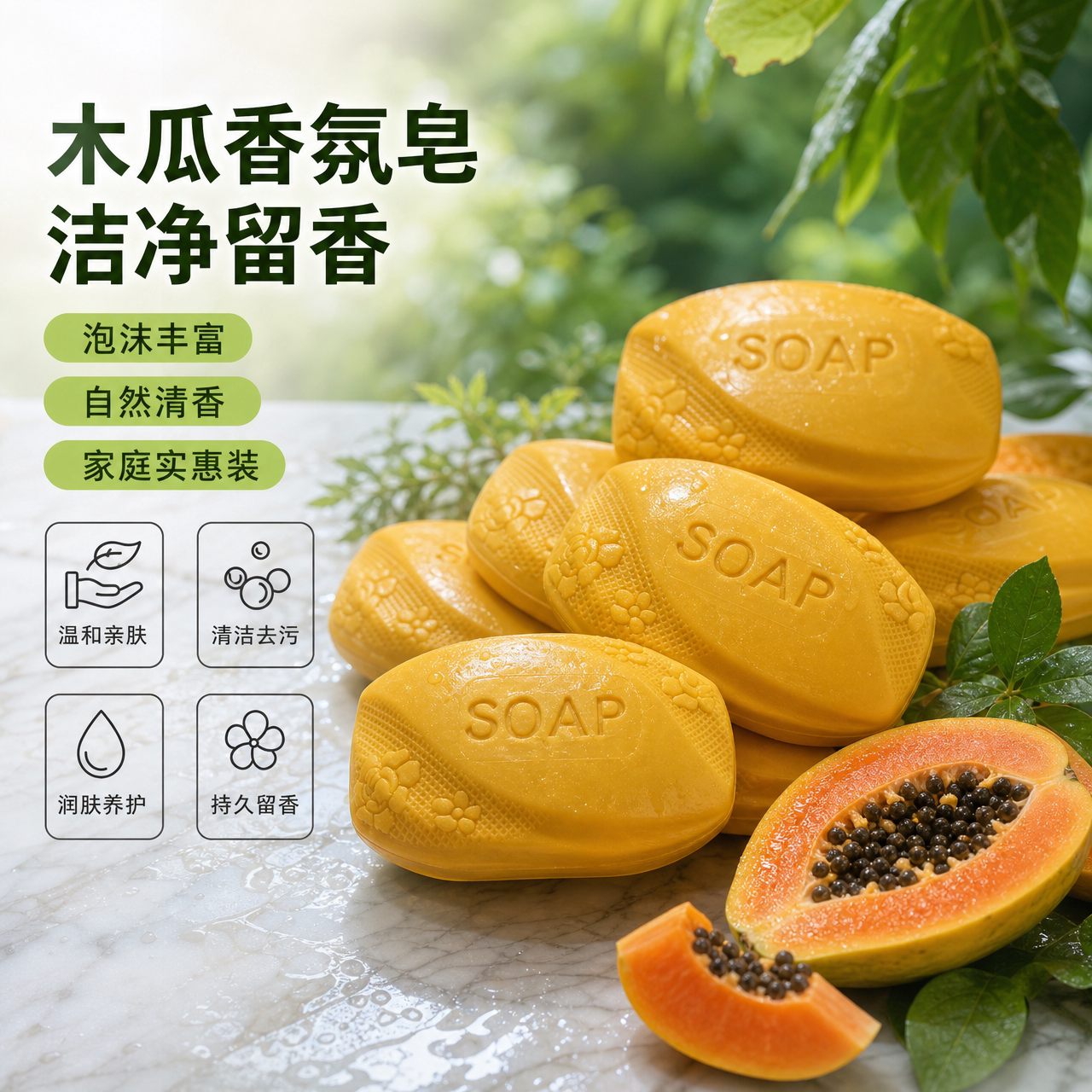 木瓜手工香皂去菌洁面持久留香