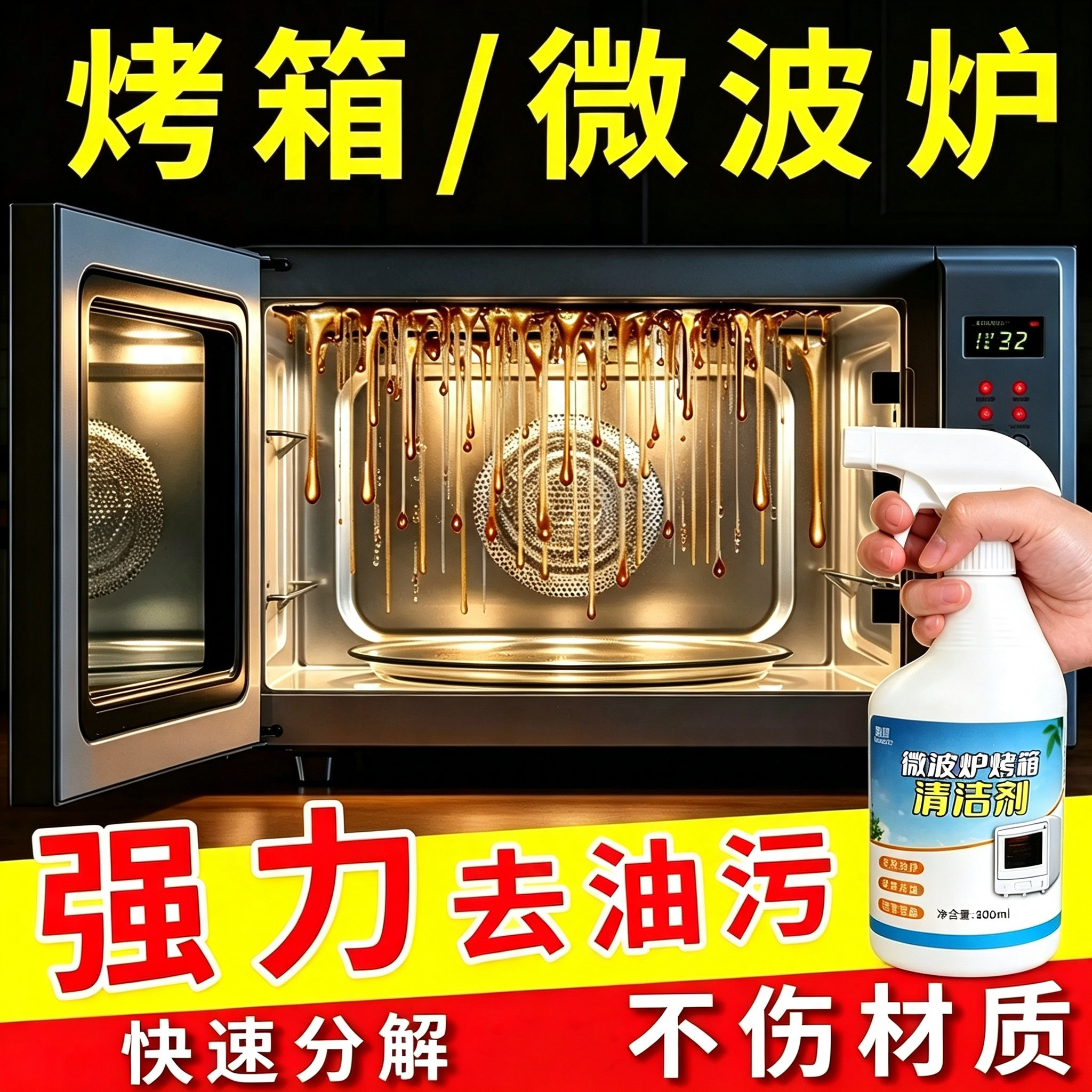蒸烤箱清洁剂去油污厨房清洁神器微波炉内部专用清洗剂重油烤盘
