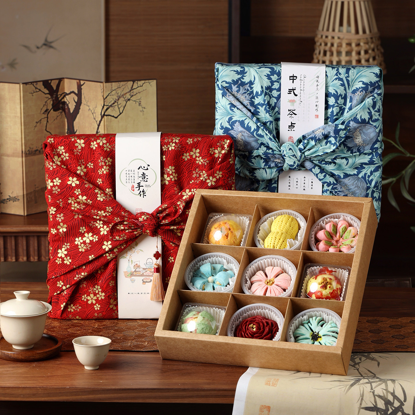 教师节桃花酥礼盒月饼蛋黄酥盒图片