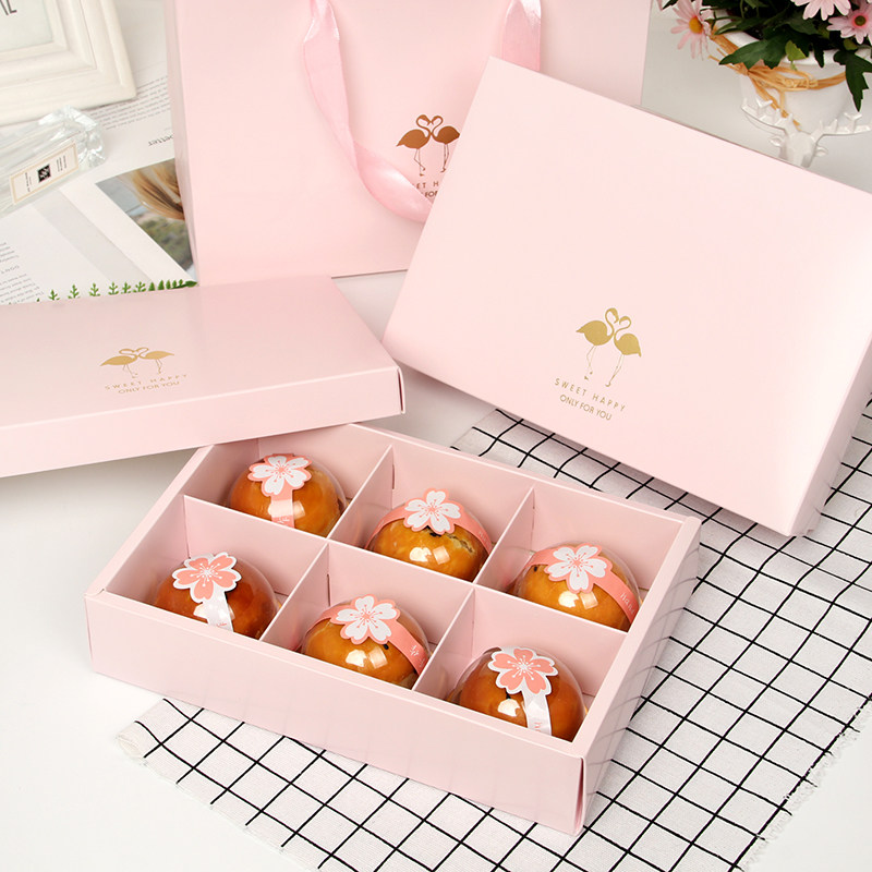 2025中秋雪花酥包装盒6粒蛋黄酥包装盒冰皮月饼盒奶黄流心糕点盒
