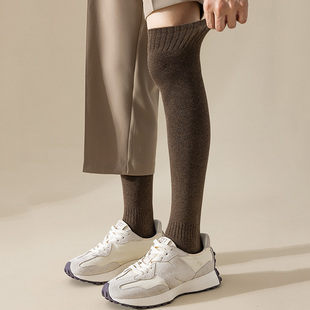 过膝长筒袜男高筒袜纯棉护膝护腿长筒套大腿袜黑色秋冬保暖长袜子