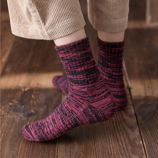 潮袜 加厚保暖中筒袜子冬天毛毛韩版 男女情侣款 羊毛袜毛巾底秋冬季