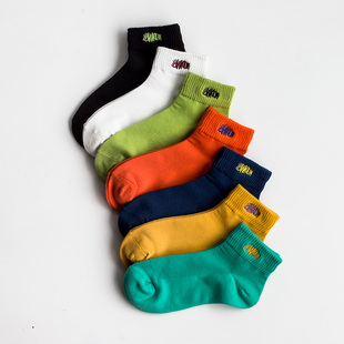夏秋季 袜子潮牌男网眼绿色纯棉防臭中筒短袜 短筒白色黑色薄款