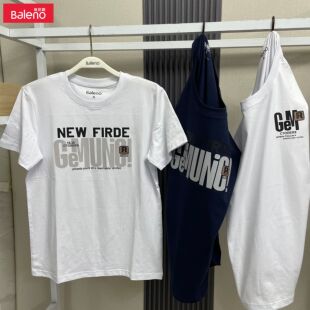 班尼路圆领轻奢青年纯棉夏季 男 T恤少年街头百搭宽松潮牌字母短袖