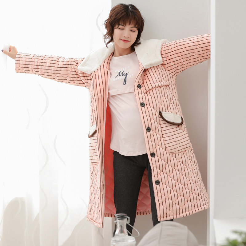 산후 의류 산후 출산 잠옷 가을 겨울 모유 수유 임산부의 두꺼운 산호 벨벳 퀼트 가정 의류 잠옷