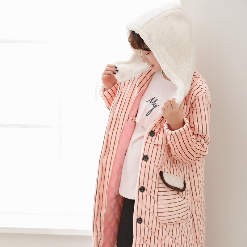 산후 의류 산후 출산 잠옷 가을 겨울 모유 수유 임산부의 두꺼운 산호 벨벳 퀼트 가정 의류 잠옷