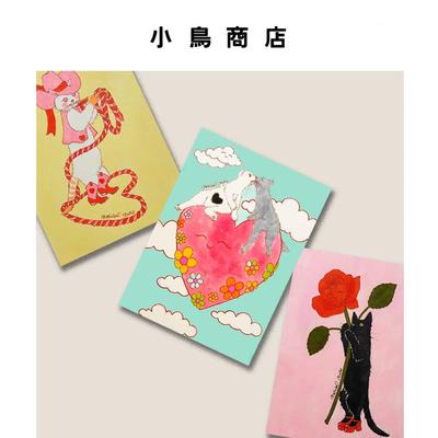 生日节日祝福贺卡动物手绘插画