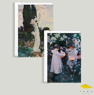 康乃馨百合玫瑰 萨金特油画人物肖像风景明信片墙面相框装饰卡片