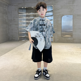 男童夏季汉服套装2025新款儿童夏款唐装短袖夏装薄款新中式国风潮