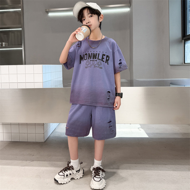男童夏装套装纯棉短袖运动痞帅