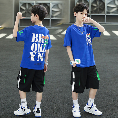 儿童装男童夏季套装2023新款中大童运动潮夏装网红薄款衣服短袖帅
