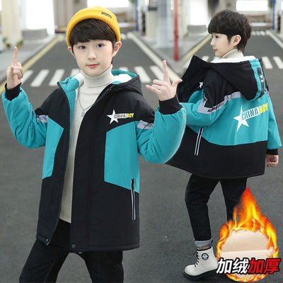 男童加绒外套2025新款儿童装秋冬款衣服中大童帅气反光加厚棉衣潮