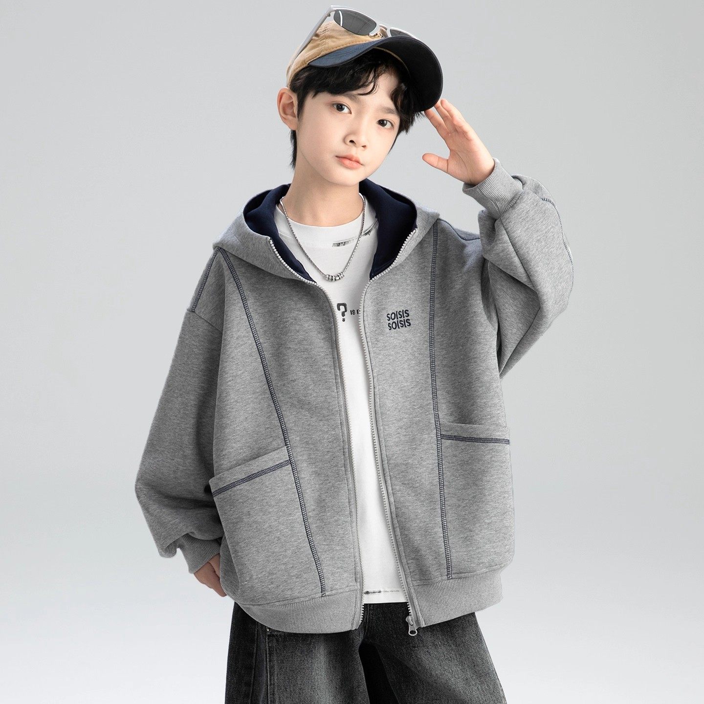 男童春秋款卫衣外套2026新款秋季上衣中大童儿童男孩秋装棒球服潮